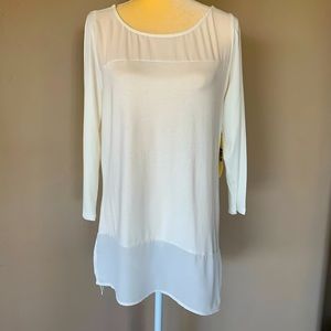Ivory Tunic with sheer bodice and hemline Large